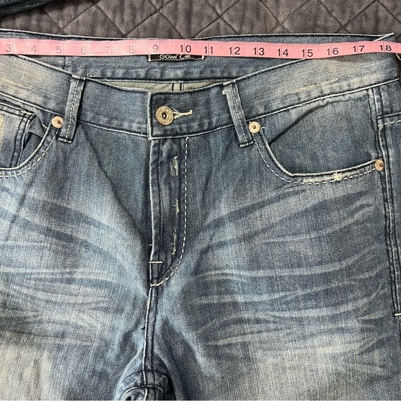 Marc Ecko Jeans Mens 36x32 Blue Bootcut Embroidered Pockets Denim Cut & Sew CL - Picture 7 of 9